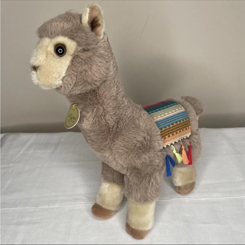Charming Brown Llama Stuffed Animal with Colorful Saddle